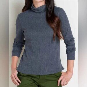 Toad&Co Foothill Pointelle Charcoal Blue Long Sleeve Turtleneck